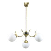 Lustre italien en laiton et verre opalin du milieu du siècle