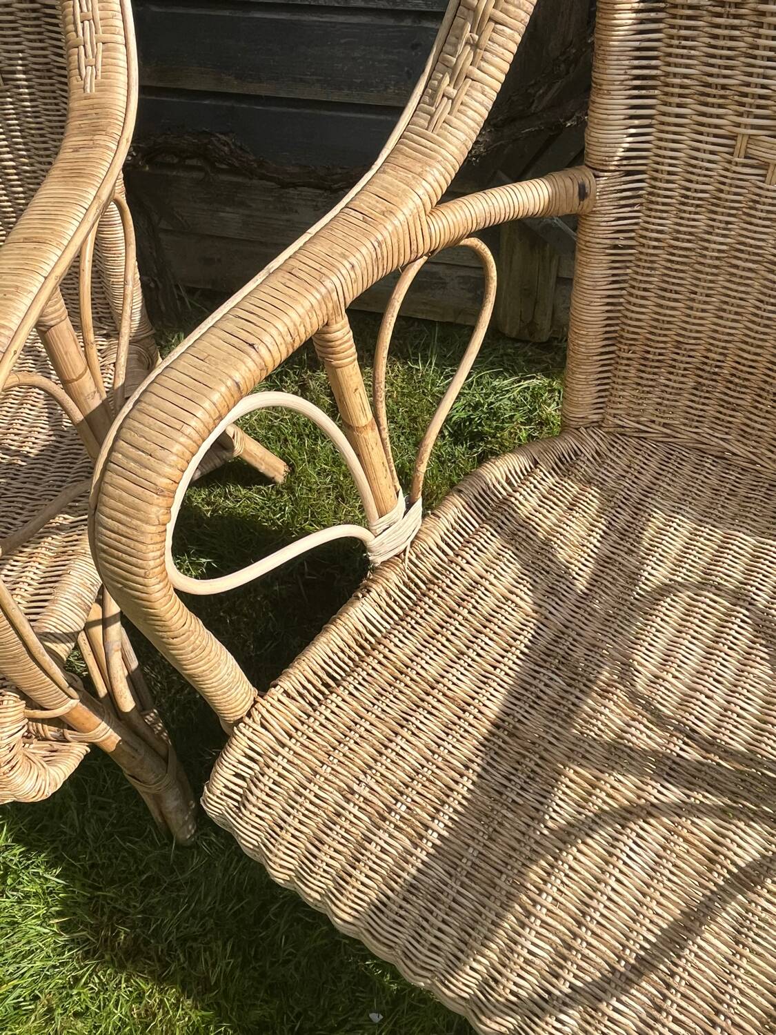 Rattan armchair duo