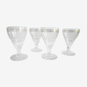 Lot 4 glasses on foot aperitif Height 10.5 cm