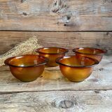 4 amber glass ear bowls