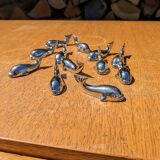 Silver knife holders whale model