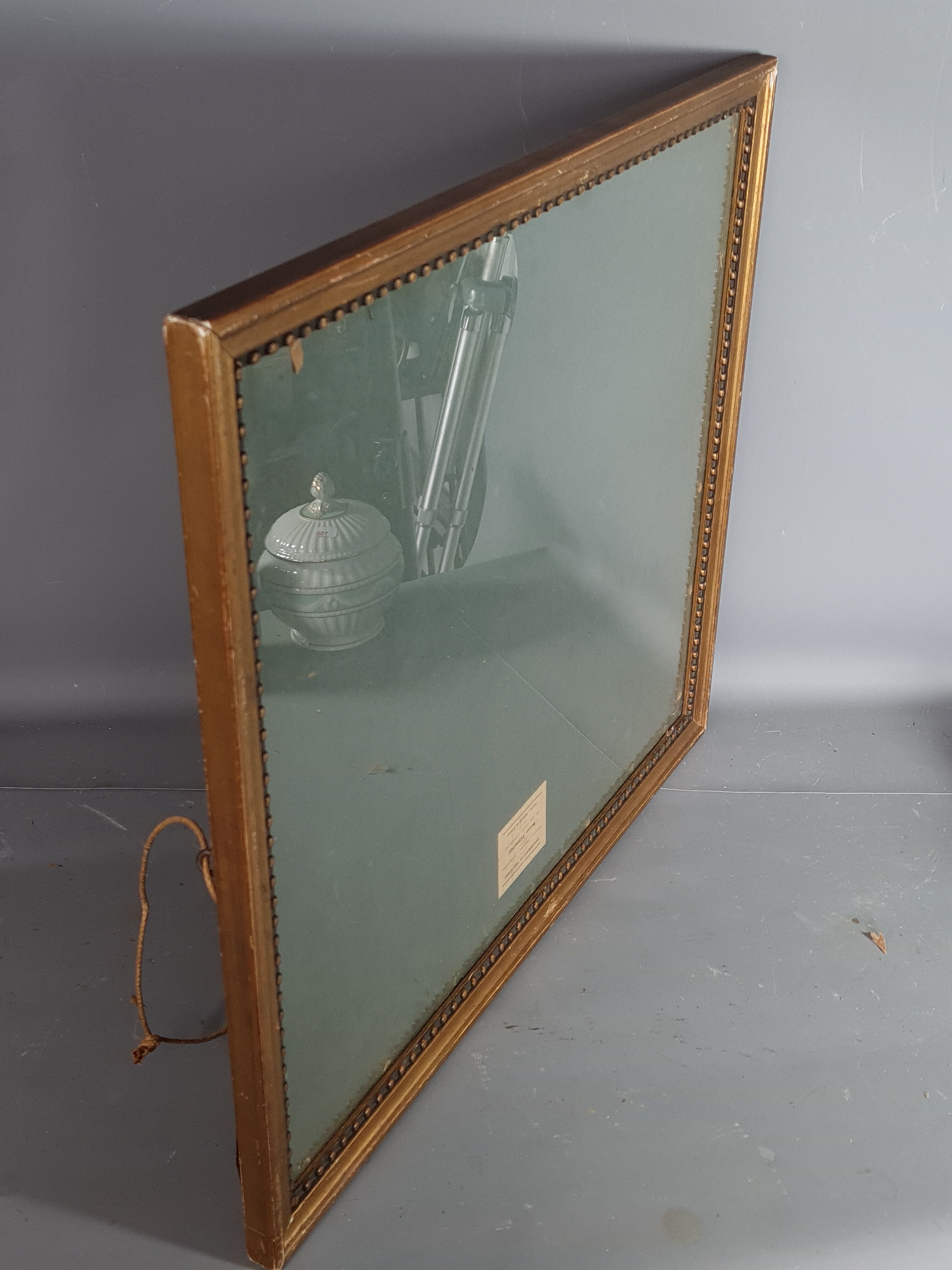 Old beaded frame st. Louis XVI gilded stucco wood