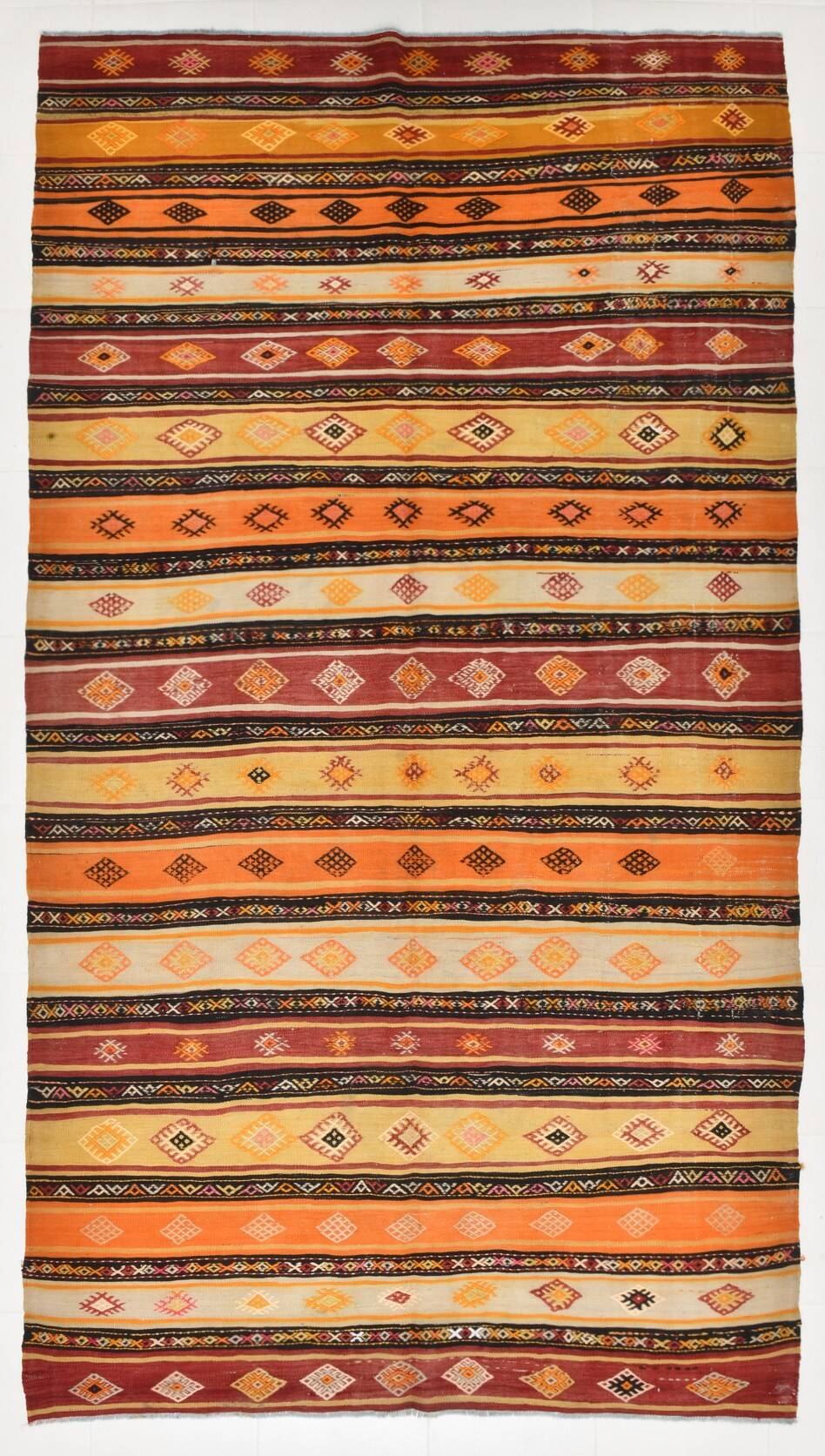 6x11 Turkish Vintage Kilim Rug, 186x342Cm