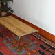 Gold, chrome metal coffee table and natural wood 120 x 60 cm