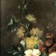 Tom Crowell, United Kingdom XXth, oil on panel "bouquet of flowers on entablature"