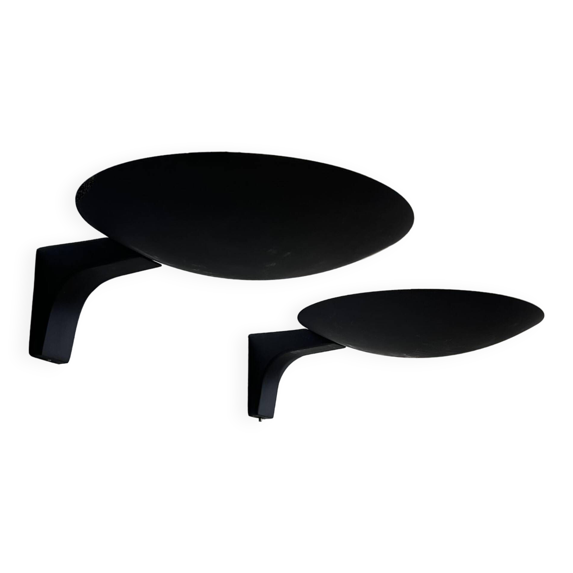 Pair of vintage wall lights, matte black metal, Germany 1970s