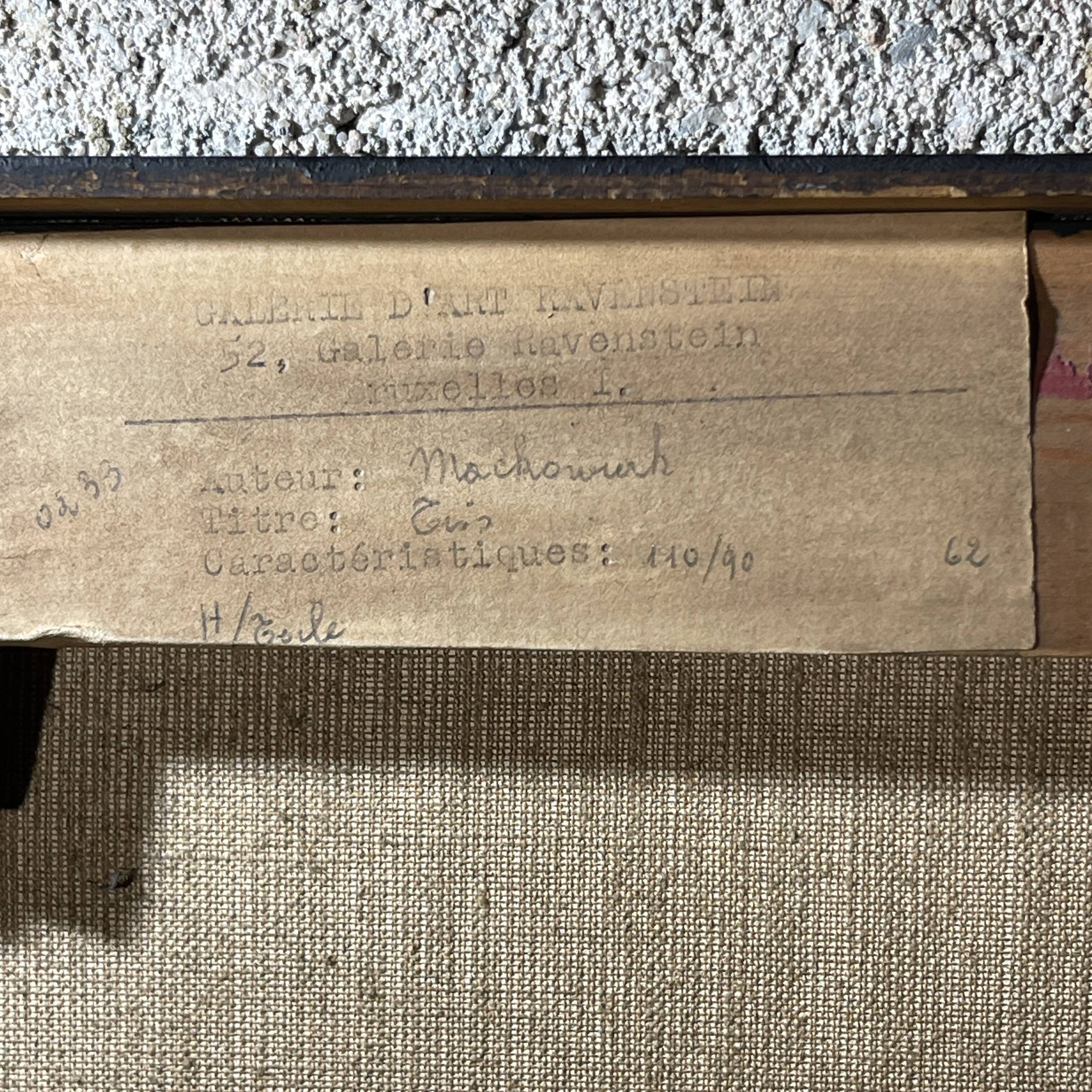 Belgian abstract painting, MACKOWIAK ERWIN "Tiss" painter oil on canvas, 1962