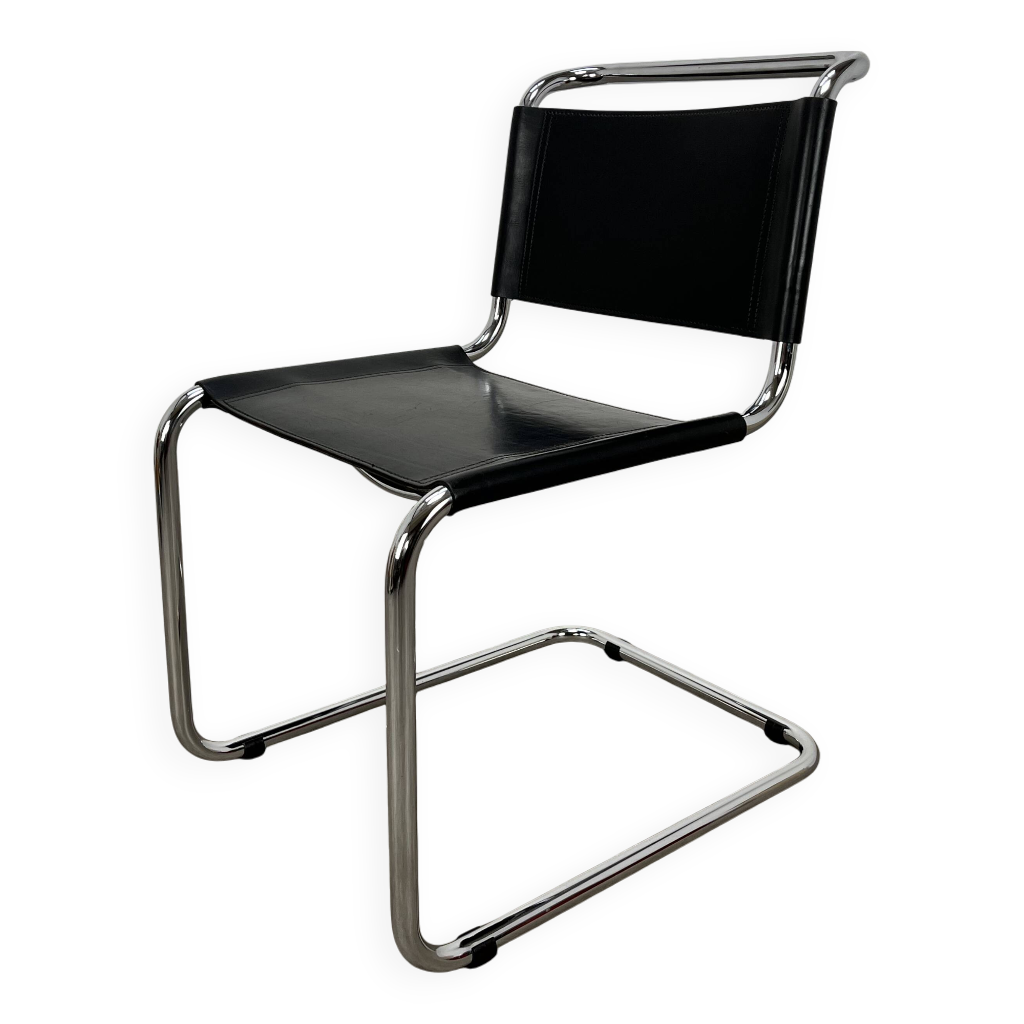 B33 chair black leather, 1980, Marcel Breuer