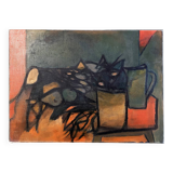 Tableau nature morte cubiste 1960 signé P.Legrand