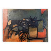 Cubist still life painting 1960 signed P.Legrand