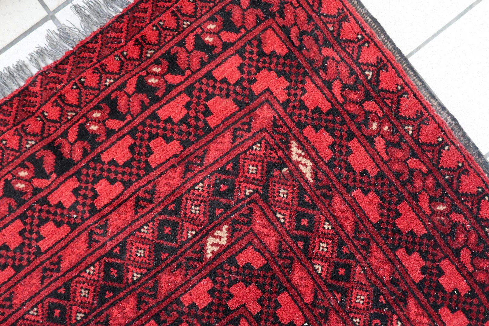 Antique Afghan Ersari handmade rug 208 x 288 cm 1920s