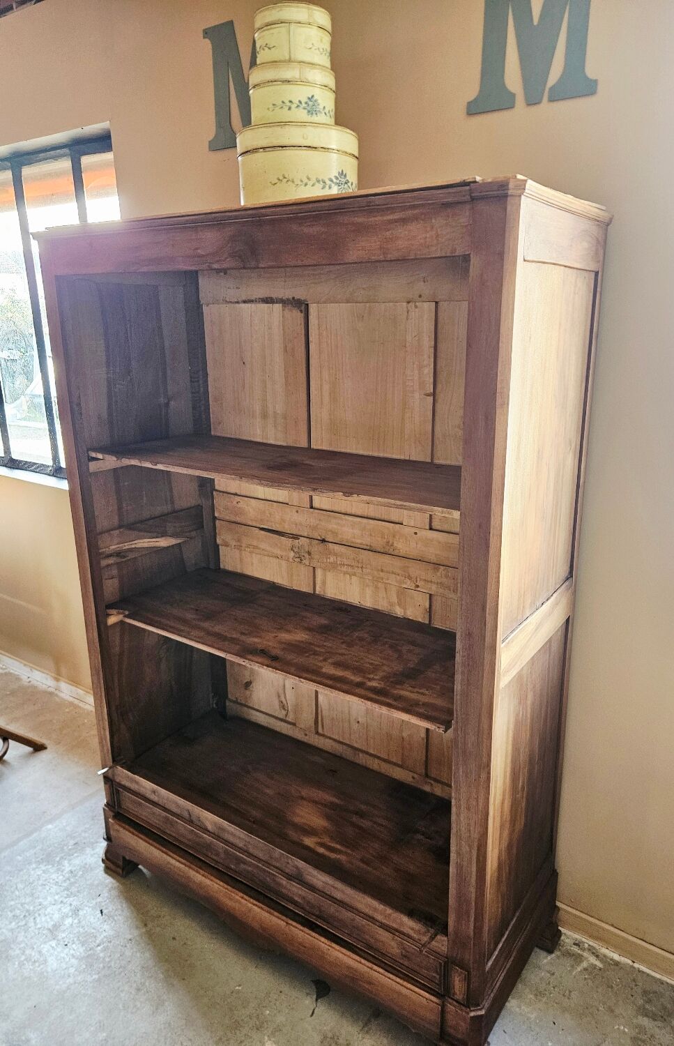 Large antique wooden kitchen furniture – bookshelf / crockery cabinet