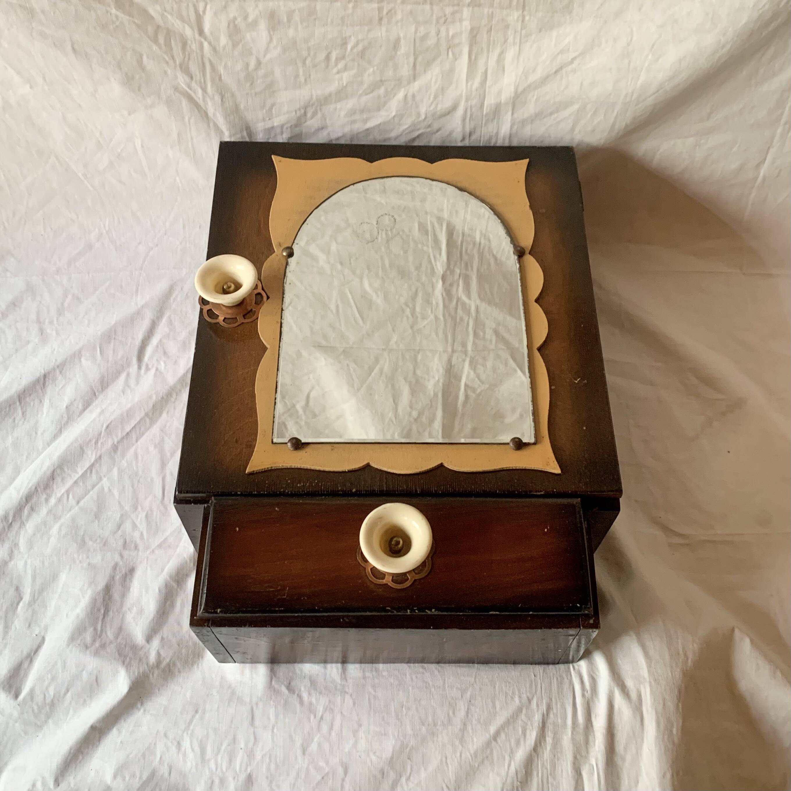 Small Art Deco wooden wall shelf