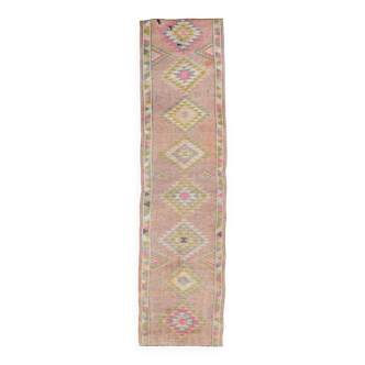 Tapis de couloir vintage rose blush 3x12, 92x355 cm