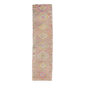 3x12 Blush Pink Vintage Runner Rug, 92x355Cm