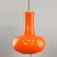 Mid-Century Italian Orange Glass and Brass Pendant Lamp