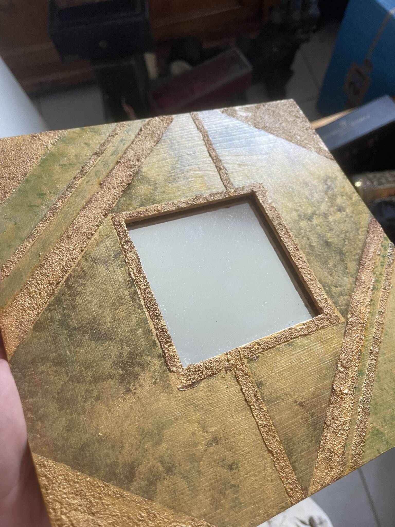 Square Wall Mirror Handmade in Wood & Gold 25x25cm