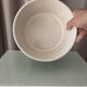 Vintage Scandinavian Stoneware Serving Bowl – Moss Green & Ivory – Mid Cent