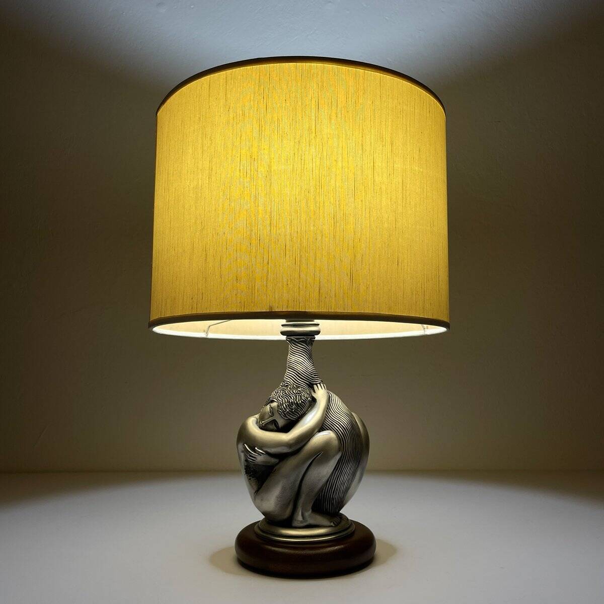 Vintage silver table lamp man and woman by Ottaviani, Italy, 1970s.