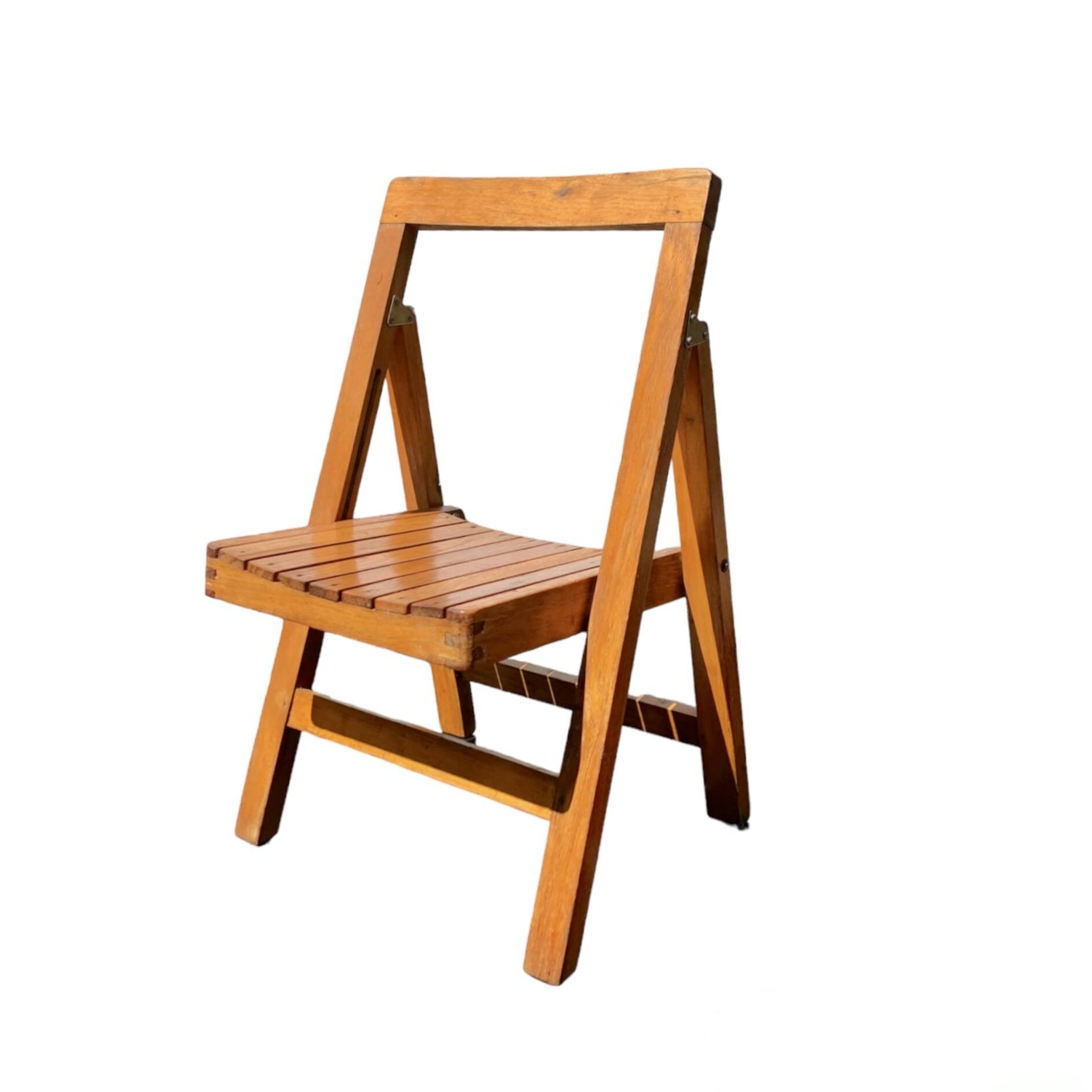 Antique varnished wooden folding chair for children