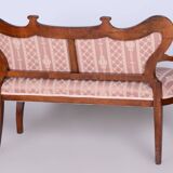 Ensemble de sièges restauré en chêne Biedermeier, noyer, construction stable, Autriche, années 1840