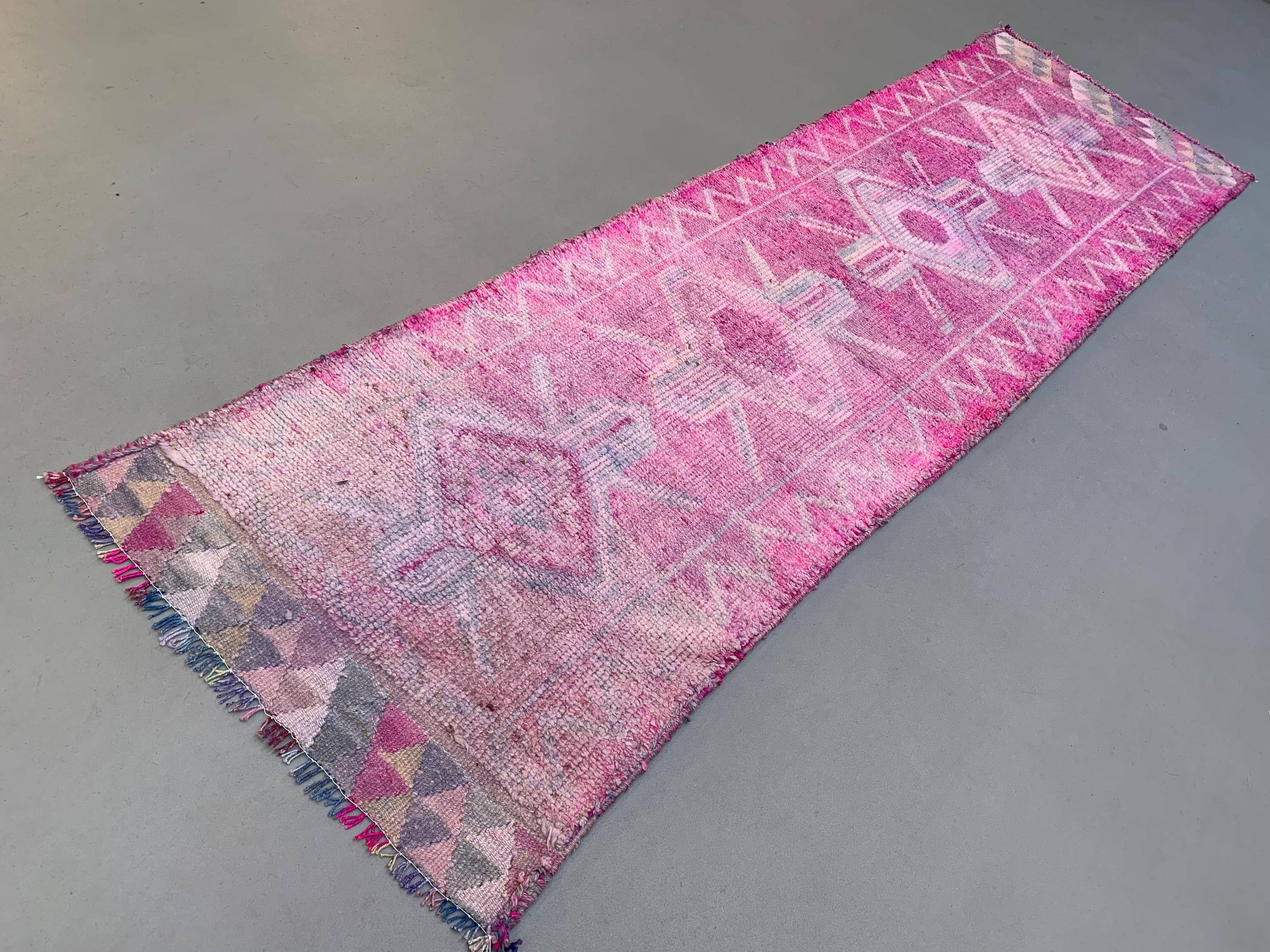 Vintage Turkish  Tribal Runner 318x90 cm veg dye wool rug tribal, handmade