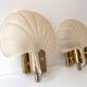 Pair of vintage shell glass wall lights, Art Deco style fixtures.