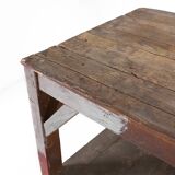 French industrial console table in solid wood, 1920s