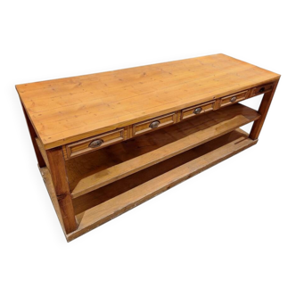 Large old draper's table with 5 drawers