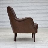 1960s, Danish armchair, furniture leather, ash wood legs.