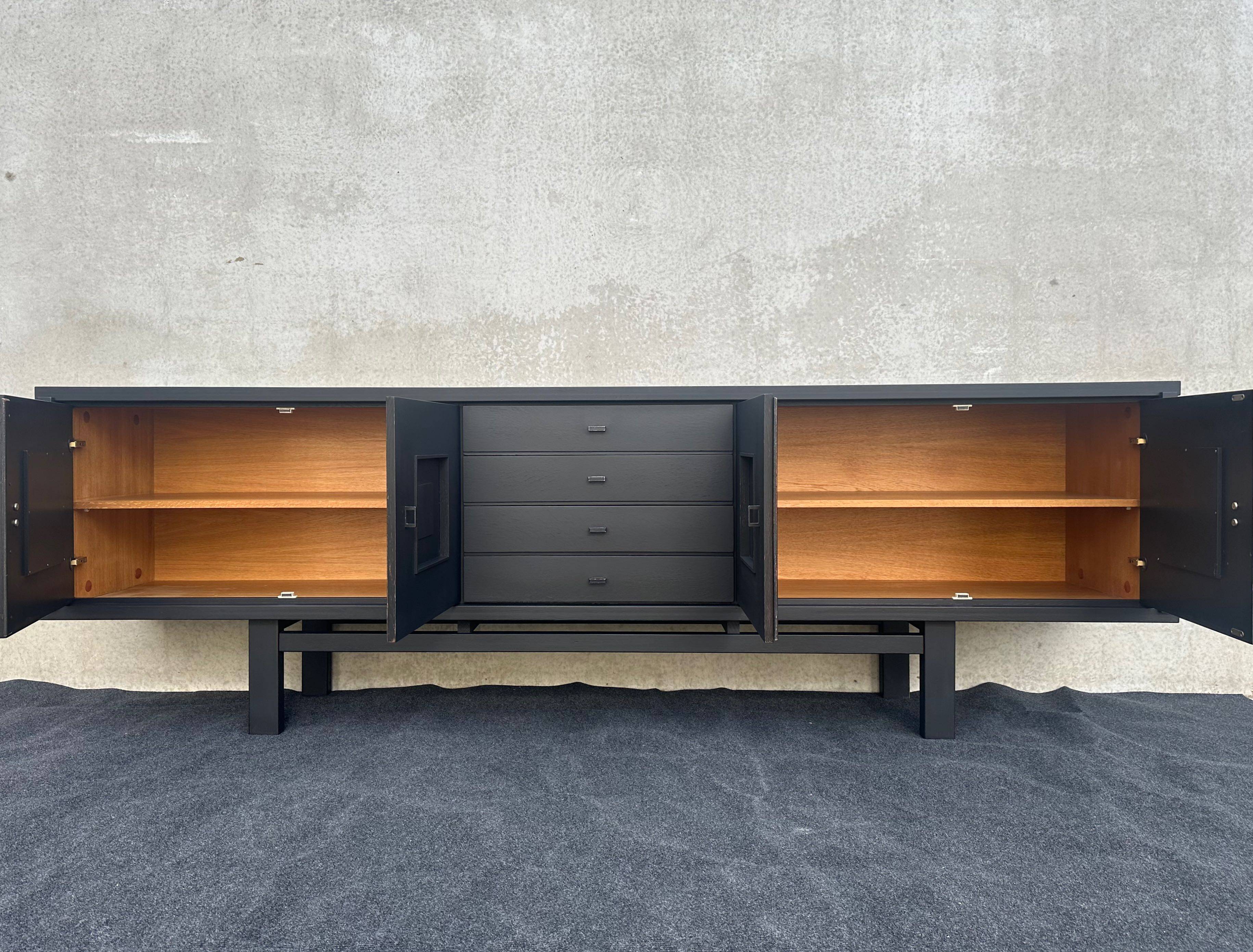 XL design black stained oak brutalist sideboard – De Coene