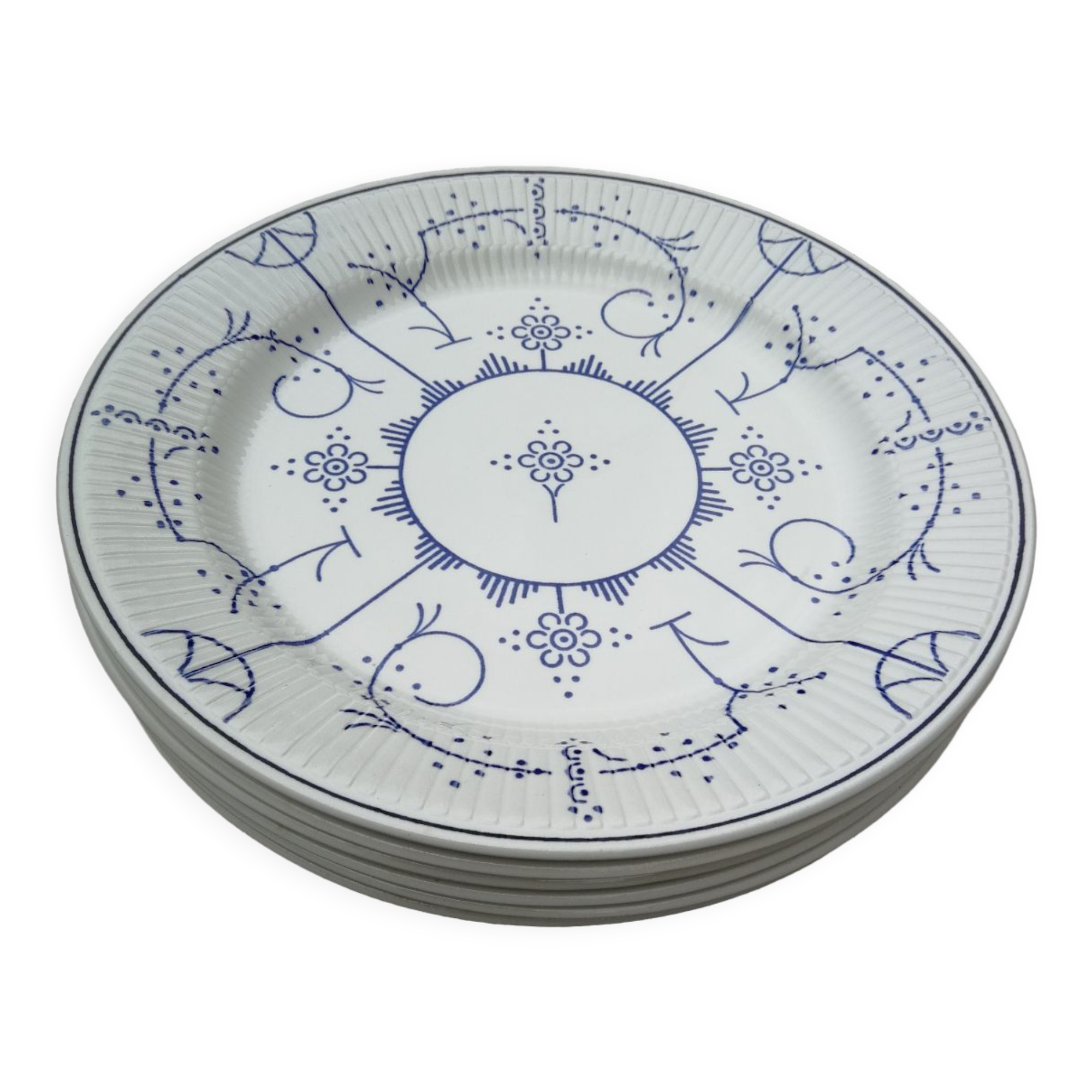 Set of 6 flat plates Copenhagen Royal Boch