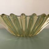Saladier ancien en verre jaune