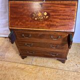 Antique Edwardian Bureau Bookcase with Inlaid Floral Detail – Early 20th Ce
