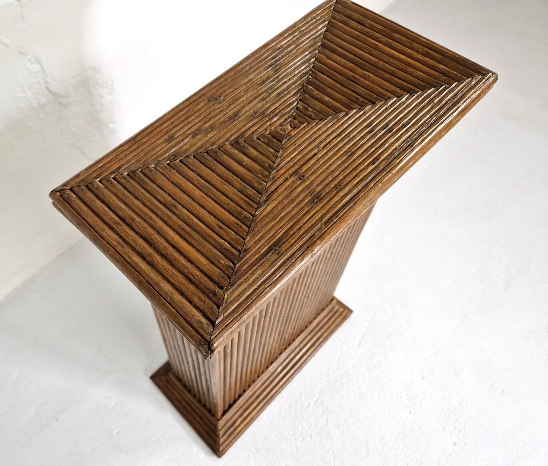 Gabriella Crespi style pencil reed planter stand, 1970s