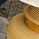 Grande lampe en céramique nervurée jaune moutarde 1970
