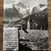 Vintage 1970 photograph of the Meije glacier on a mountain decor panel.
