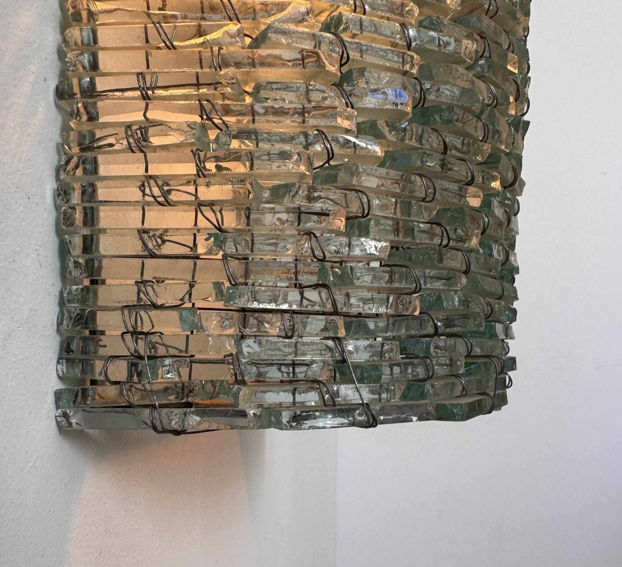 Vintage XL glass and metal wall light, France 1960