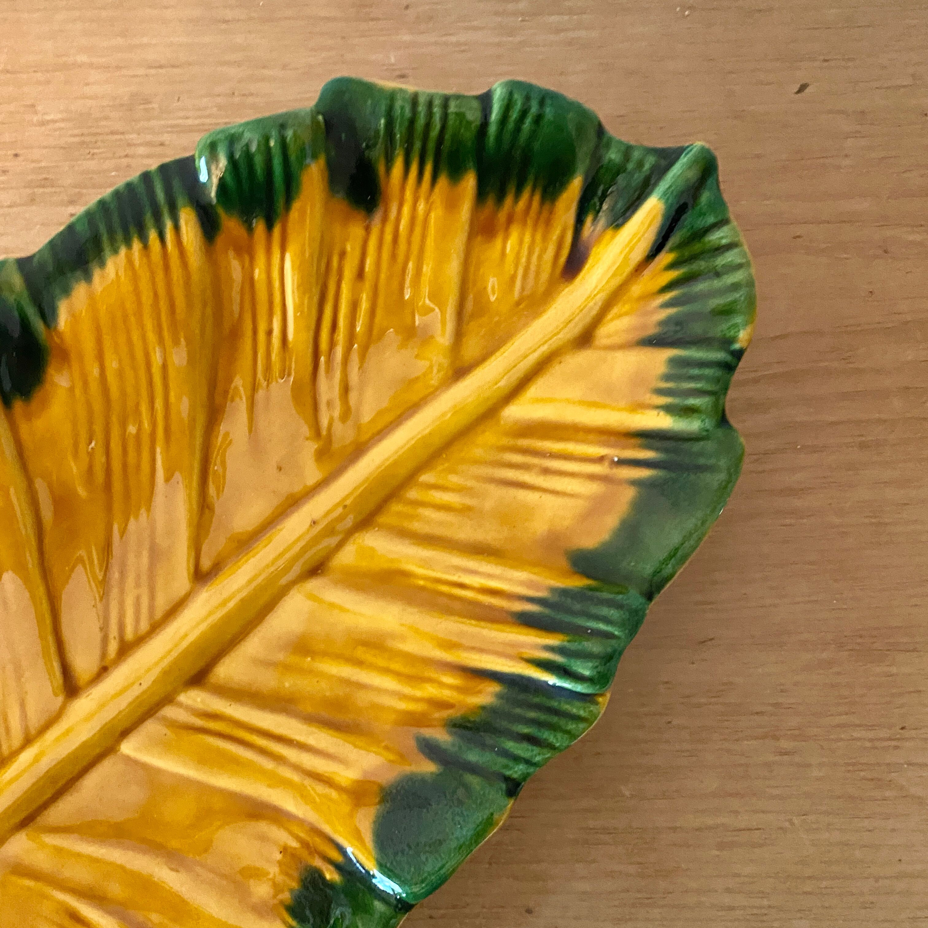 Vintage leaf-shaped dish by Vallauris