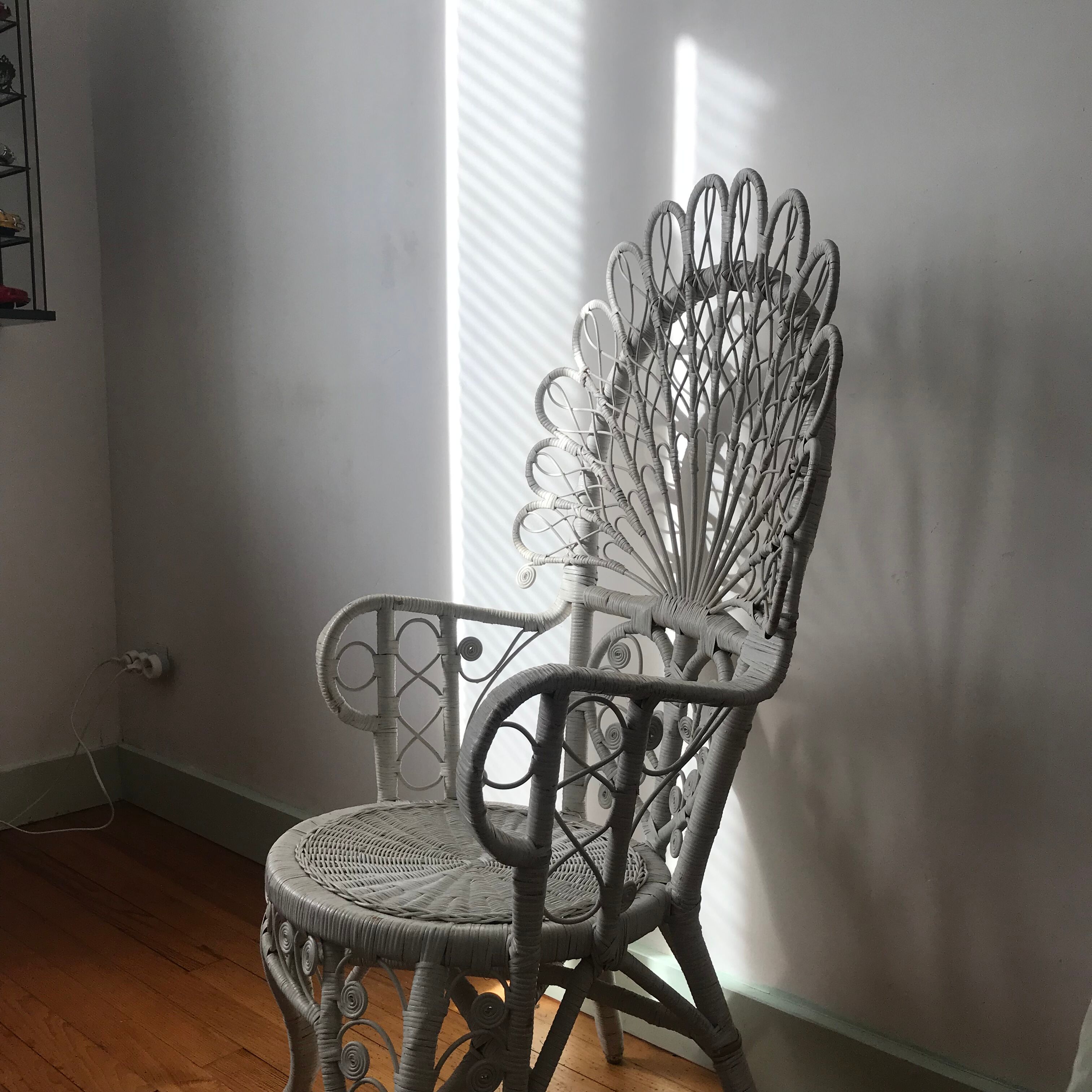 White peacock rattan chair