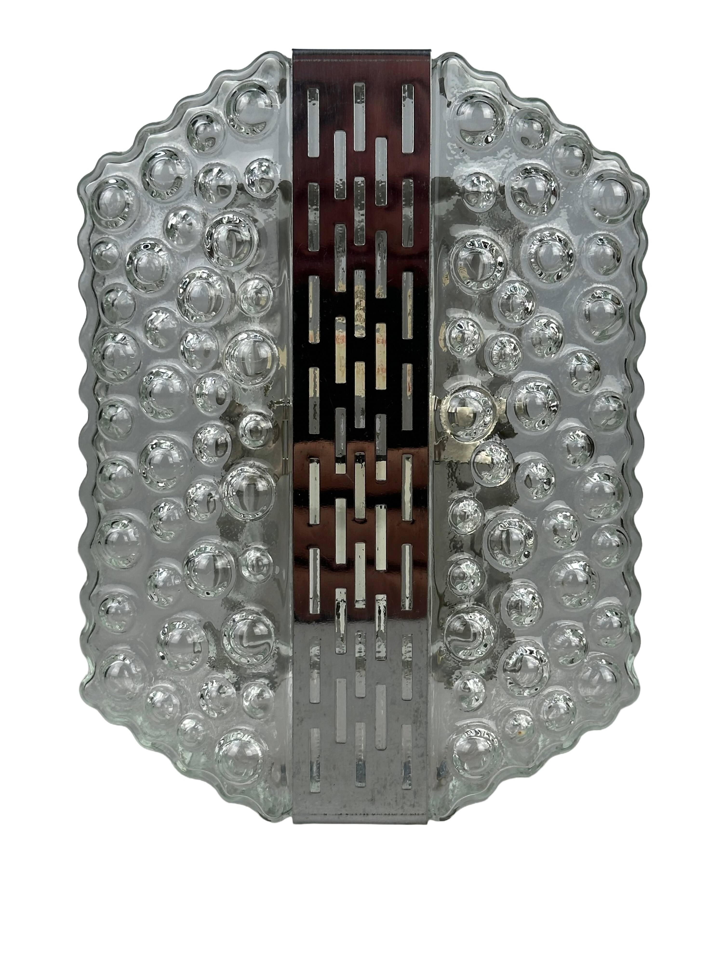 1960s/70s Bubble Wall Lamp, Chrome & Glass, Space Age by Hustadt Leuchten