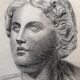 Dessin xix fusain etude académique buste antique niobe signé pierre vaillant 1896, beaux arts paris
