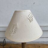 Table lamp in turned wood and rope