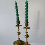 Pair of neoclassical brass candlesticks
