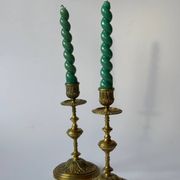 Pair of neoclassical brass candlesticks