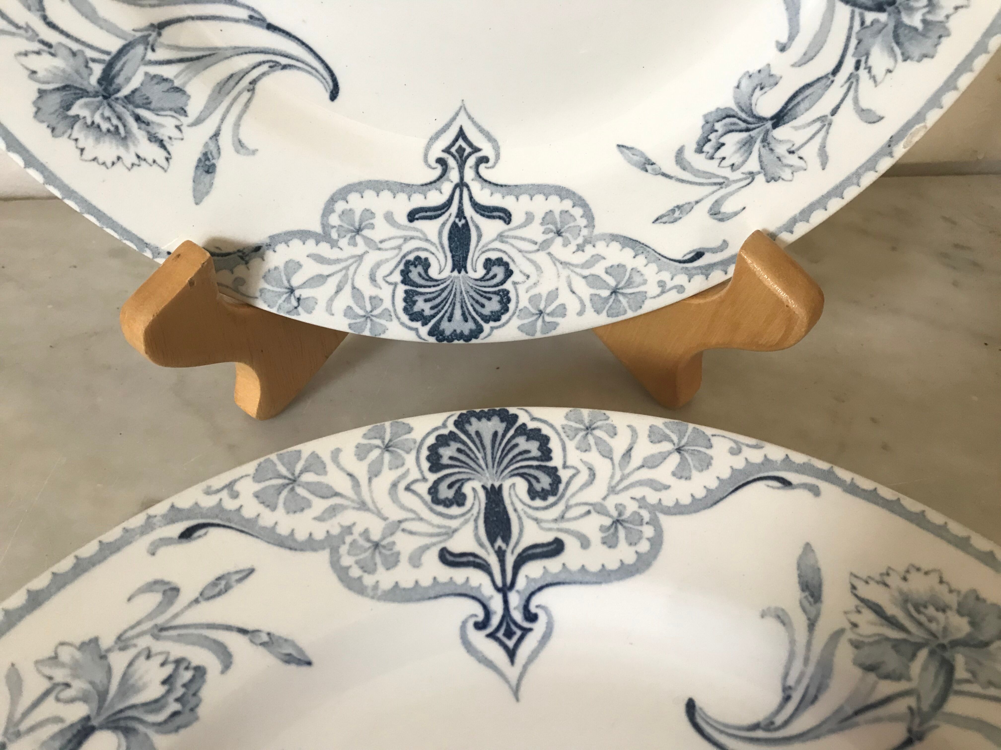 Lot of 6 plates Lunéville Art Nouveau