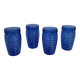 4 cobalt blue glasses – industrial moulded glass – 1970s