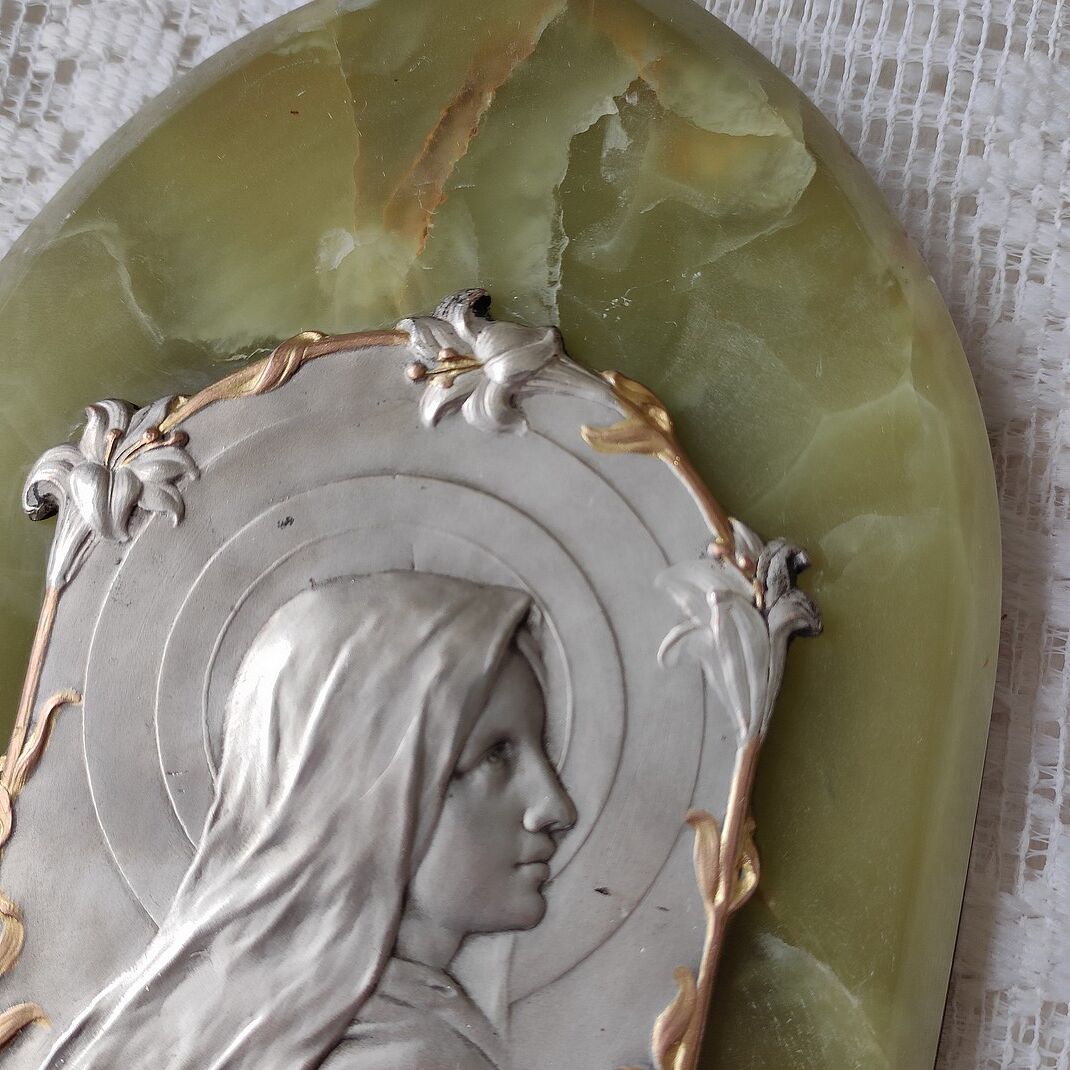 Green onyx wall stoup