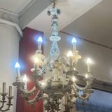 Large 19th century chandelier in Italian Capodimonte porcelain, floral decoration