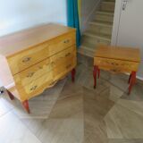 Vintage Louis XV style chest of drawers in citron wood veneer